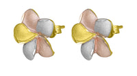 10K tri-colour flower earrings