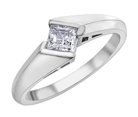 10k White Gold Princess-Cut Canadian Diamond (0.04)  Ring
