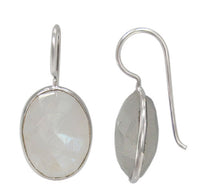 Sterling Silver Oval Shape Faceted Earrings