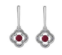 10K Ruby & Diamond Clover Drop Earrings