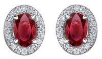 10K Ruby & Diamond Halo Stud Earrings
