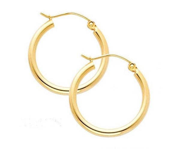 10k yellow gold 2mm tube hoop earrings