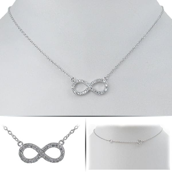 Sterling Silver CZ Infinity Necklace