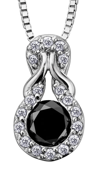 10K White Gold Black Diamond Necklace
