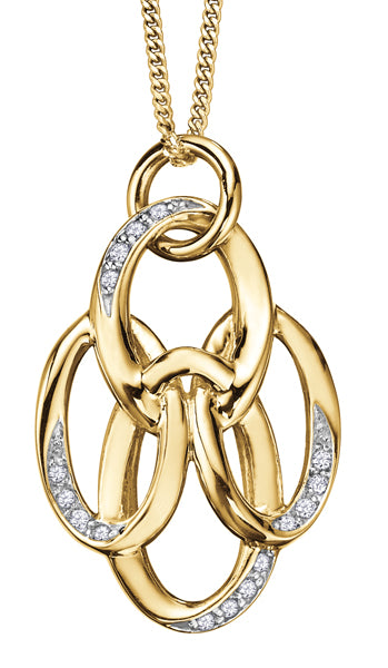 10K Yellow Gold Cirlces Diamond Necklace
