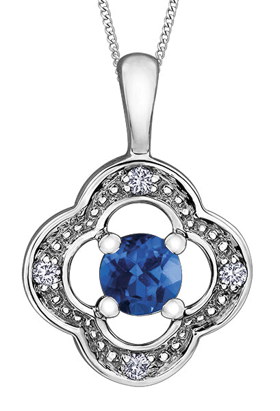 10K Sapphire & Diamond Clover Necklace