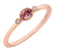 10K Rose Gold Pink Tourmaline & Diamond Ring