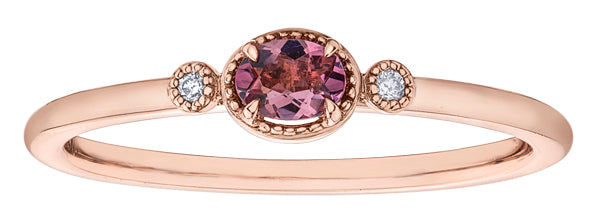 10K Rose Gold Pink Tourmaline & Diamond Ring
