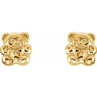 14K Yellow Teddy Bear Earrings