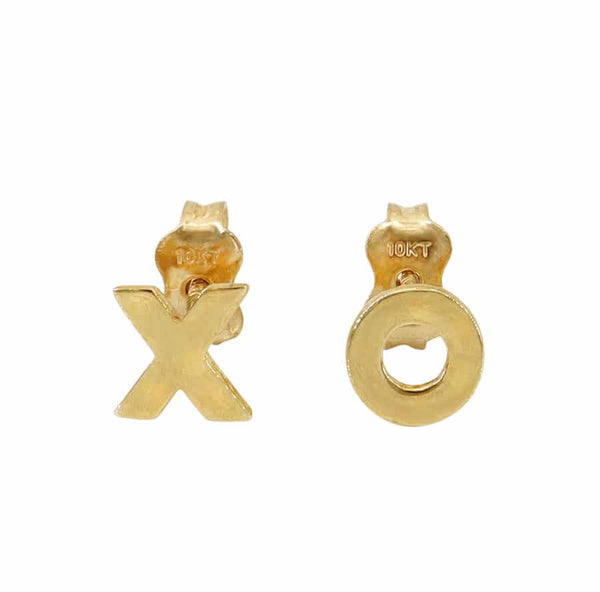 10k Yellow Gold - XO Stud Earrings -